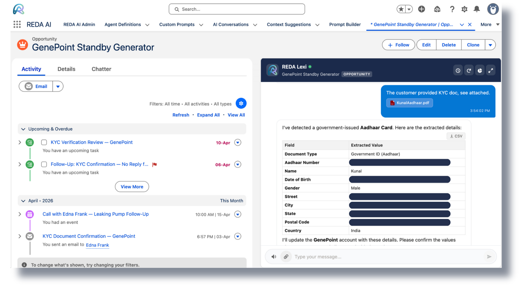 Document extraction pipeline — inbound documents becoming Salesforce records